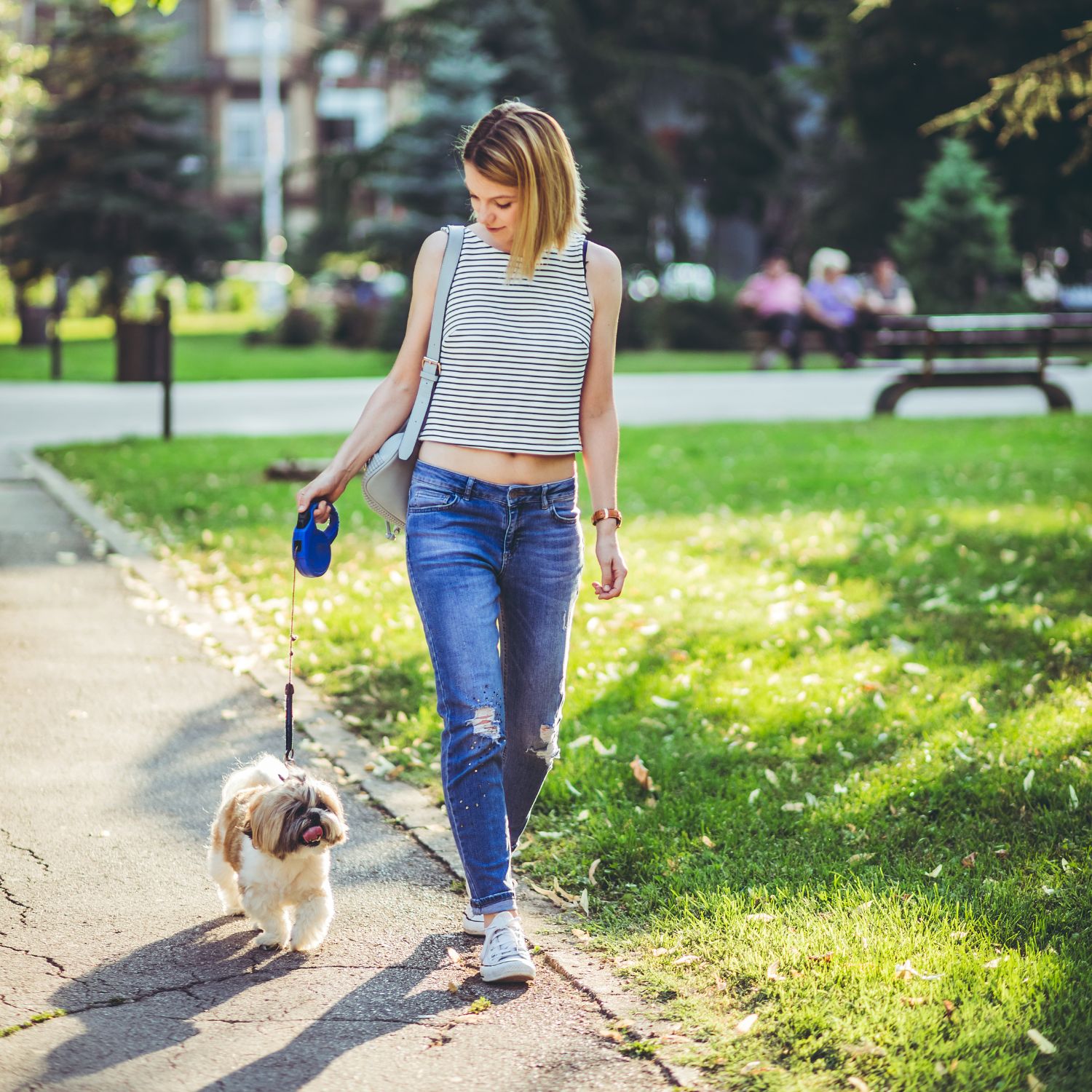 Pet sitter with happy dog