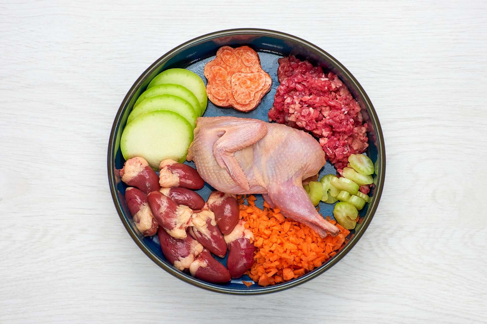 Bowl of raw pet food