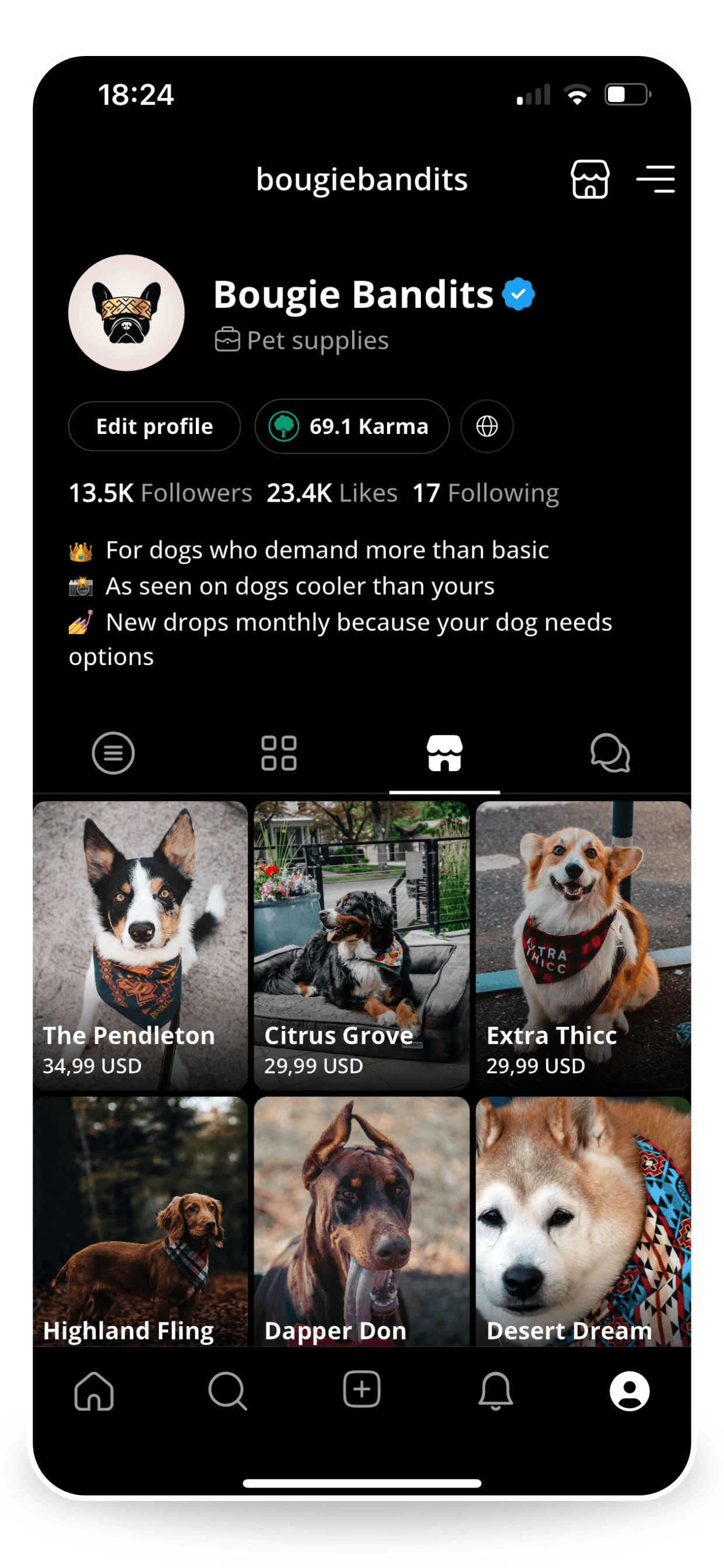Pet business profile on Petme