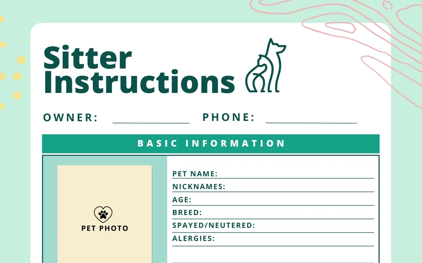 How to leave detailed instructions for a pet sitter: Including template